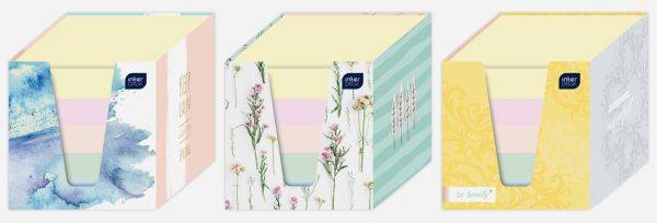 Kostka papierowa PASTEL 90x90x90mm w kubiku kartonowym MIX wzorów