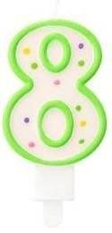 Świeczka urodzinowa "8" kropeczki zielona