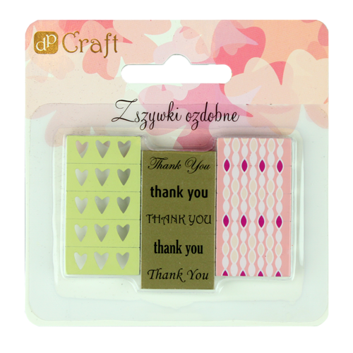 Zszywki dekoracyjne Serca, Thank You, Serpentyny