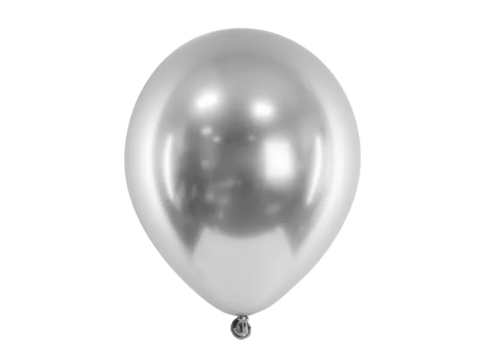 Balony srebrne Chrome Shiny - Glossy balloons 46 cm 5 szt.