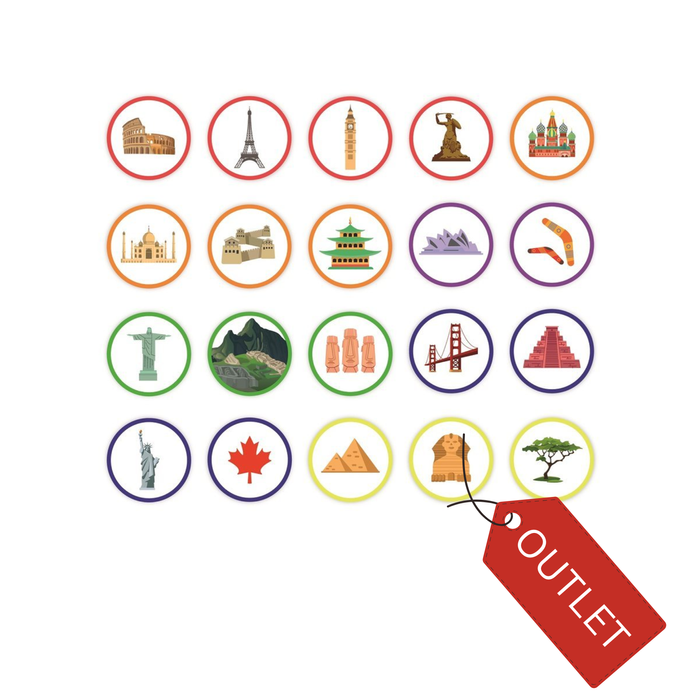 Zestaw edukacyjny do chusty Zabytki 20 szt.- OUTLET - delikatnie schodzący nadruk