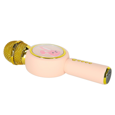 Mikrofon bezprzewodowy do karaoke bluetooth głośnik króliczek różowy
