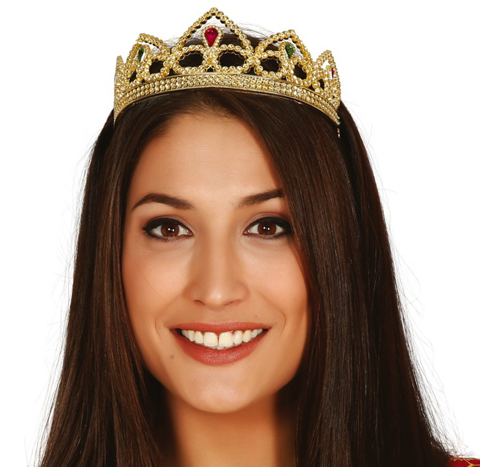 Diadem księżniczki z czerwonymi i zielonymi diamentami