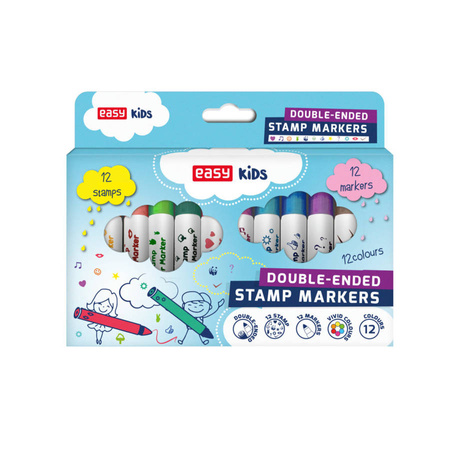Mazaki pisaki ze stemplami 12 kolorów Easy