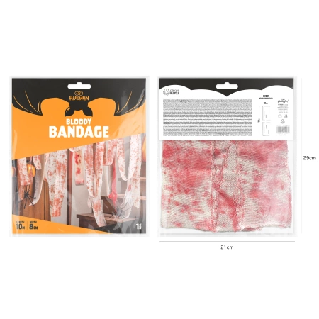 Materiał dekoracyjny Halloween zakrwawiony bandaż 8 cm x 10 m