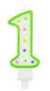 Świeczka urodzinowa ''1'' kropeczki zielona