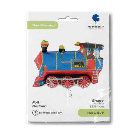 Balon foliowy pociąg ciuchcia lokomotywa niebieska 33 cale