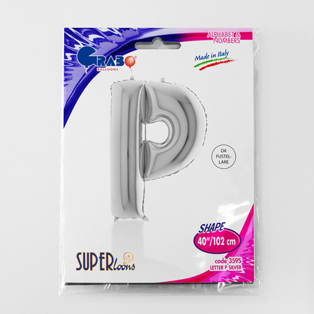 Balon foliowy litera P alfabet srebrna 40 cali