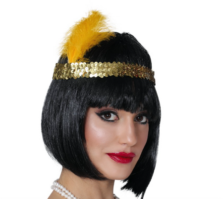 Opaska Retro zdobiona z piórkiem i cekinami różne kolory