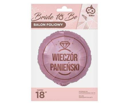 Balon foliowy różowy WIECZÓR PANIEŃSKI 18 cali