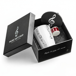 Zestaw muzyka duo - Kubek PERKUSJA - czerwona + podkładka