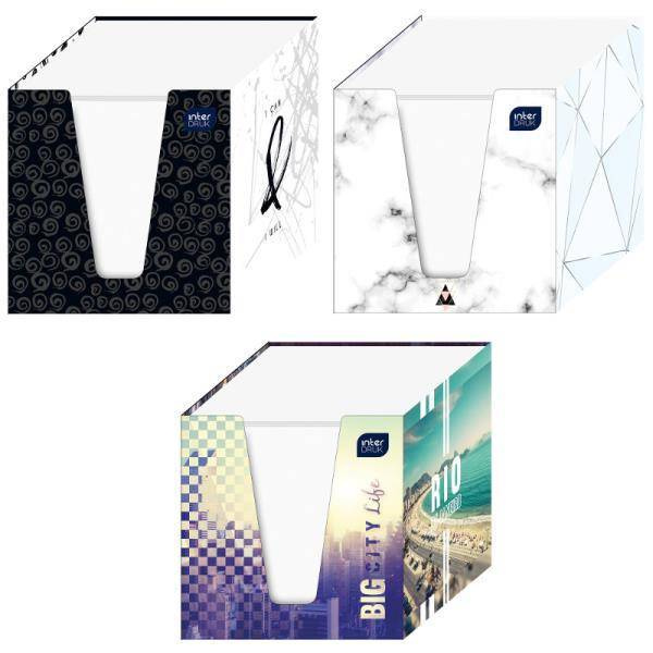 Kostka papierowa BIAŁA 90x90x90mm w kubiku kartonowym MIX wzorów