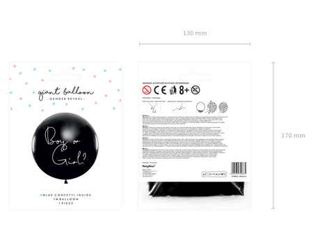 Balon z konfetti Gender Reveal na Baby Shower - Boy or Girl? 1m