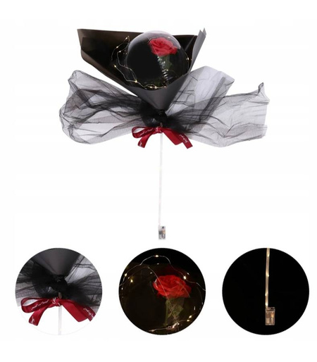 Zestaw Balon LED z różą i ozdobami na Walentynki