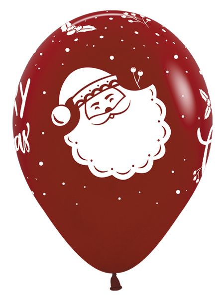 Balon gumowy świąteczny Merry Christmas z Mikołajem Sempertex 12 cali 1 szt.