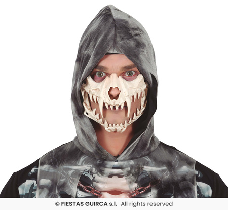 Maska Czaszka szkielet z kłami kremowa
