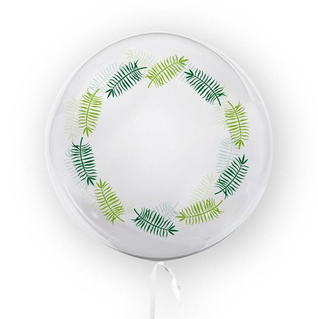 Kula transparentna balon foliowy Bubble 45 cm - Zielone Liście