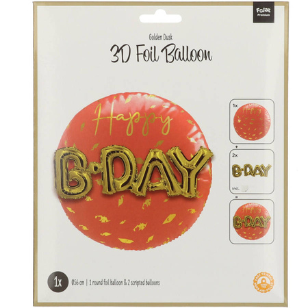 Balon Foliowy Happy B-Day 3D trójwymiarowy 56 cm