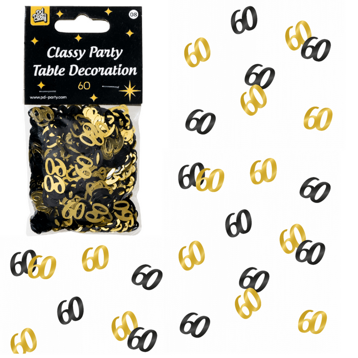 Konfetti foliowe liczba 60 złoto czarne 20g