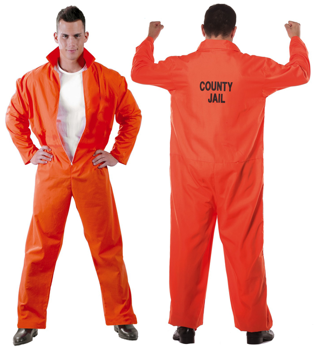 Strój Skazaniec Więzień kombinezon pomarańczowy dla dorosłych