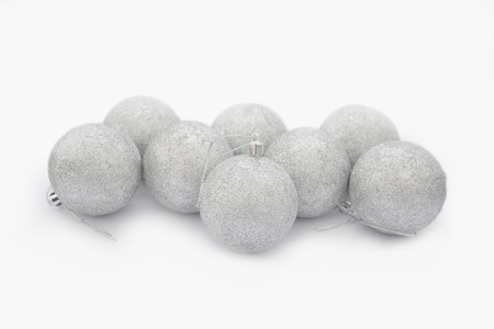 Bombki choinkowe brokatowe srebrne w pudełku (8 szt.)