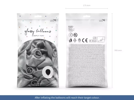 Balony srebrne Chrome Shiny - Glossy balloons 12'' 50 szt.