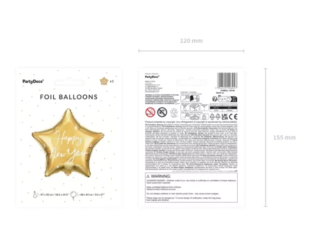 Balon foliowy ZŁOTY gwiazdka Happy New Year SYLWESTER 19"
