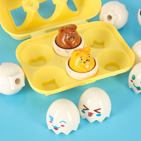 Układanka edukacyjna sorter dopasuj kształty jajka montessori zwierzątka 6 szt