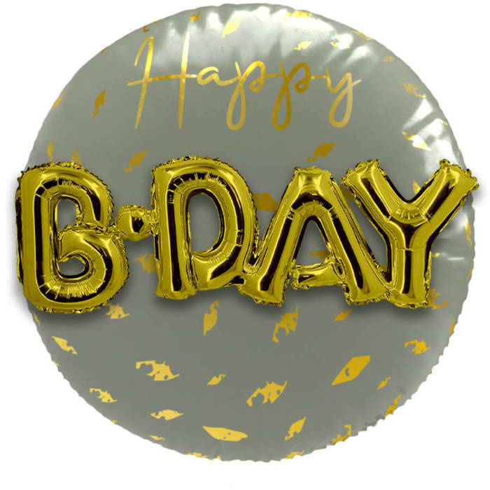 Balon Foliowy Happy B-Day 3D trójwymiarowy 56 cm