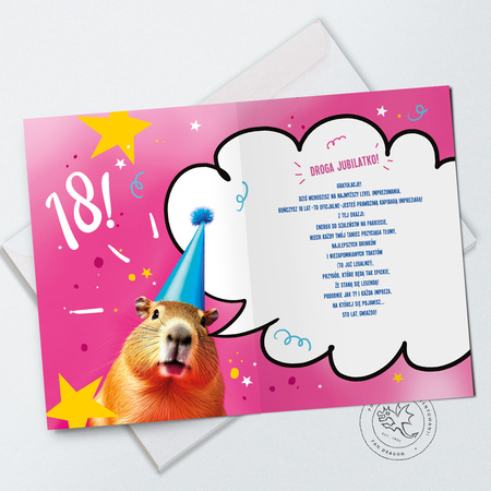 Kartka Okolicznościowa na 18-ste urodziny XXL Kapibara Impreziara