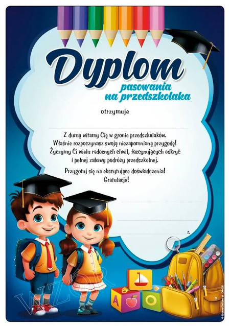 Dyplom pasowania na przedszkolaka do uzupełnienia 1 szt.