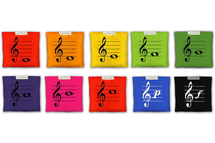 Woreczki gimnastyczne Akson ZESTAW NUTKI Z KLUCZEM WIOLINOWYM na pięciolinii 10 szt.