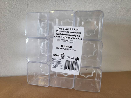 Pucharek na przekąski 80ml CUBE opakowanie 9 szt.