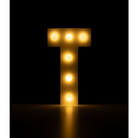 Świecąca Litera LED "T" Light Letter, drewniana biała 17x12 cm