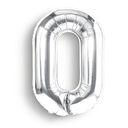 BALON foliowy CYFRA mała 40 cm SREBRNA