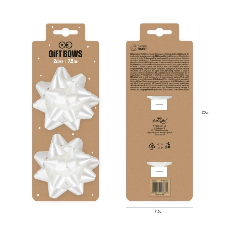 Kokarda prezentowa rozeta matowa biała 7,6 cm 2 szt.