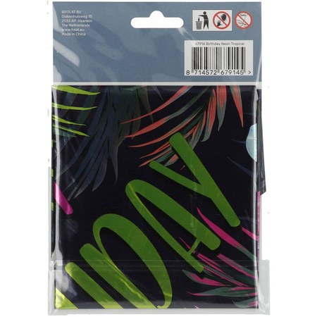Balon foliowy Happy Birthday Tropikalny Neon 45 cm