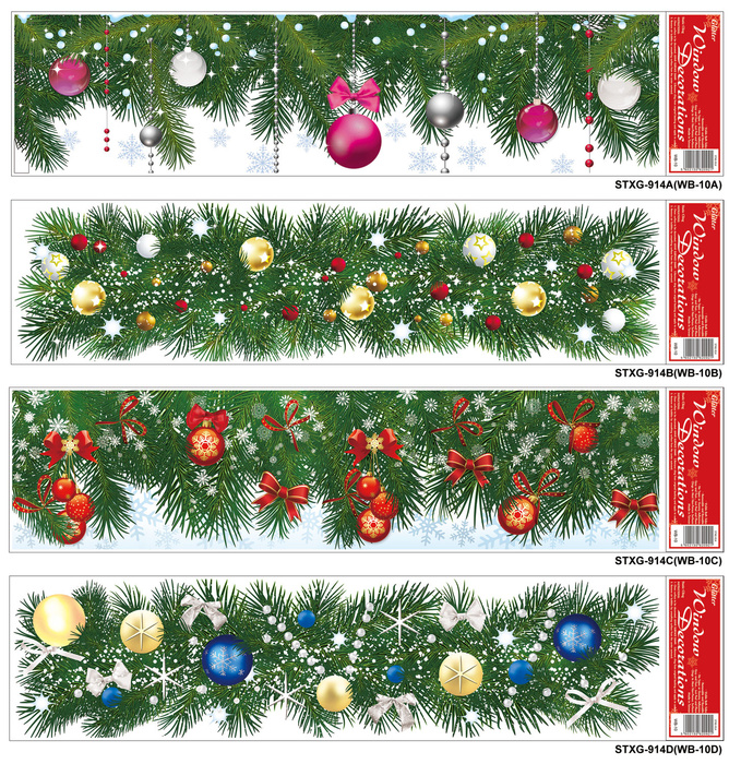 WITRAŻ Świąteczny Bożonarodzeniowy naklejka na szybę gałązka zielona mix wzorów