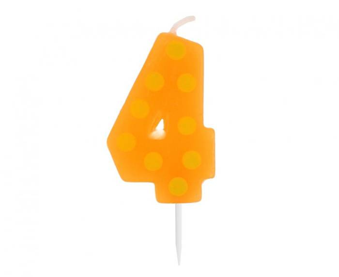 Świeczka urodzinowa "4" GROCHY 6cm