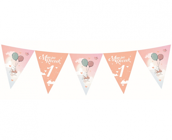 Baner urodzinowy flagi na Roczek króliczek 326 cm