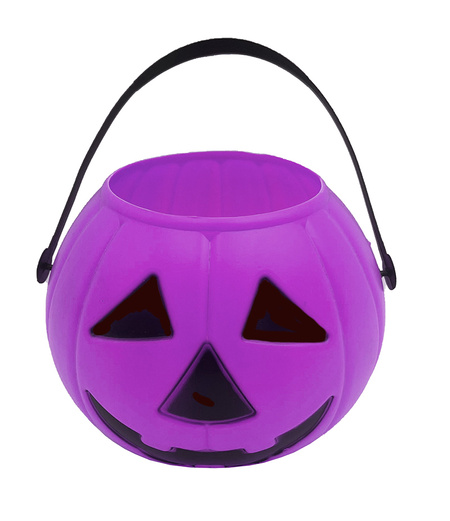Koszyk na słodycze wiaderko DYNIA okrągłe fioletowe Halloween