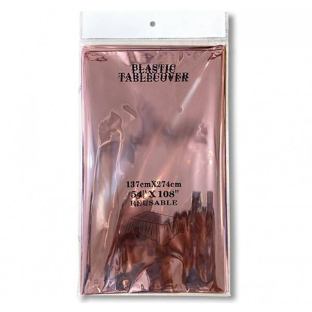 Obrus foliowy metaliczny ZŁOTY RÓŻ 137 x 274 cm