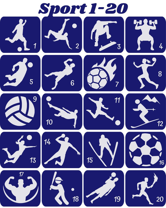 Szablony do tatuaży brokatowych tematyczne 20 szt. Sport