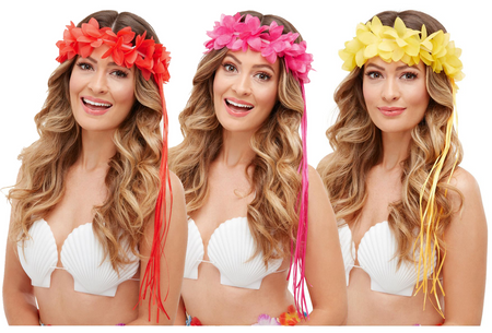 Wianek Hawajski opaska kwiaty 3 kolory 3 szt.
