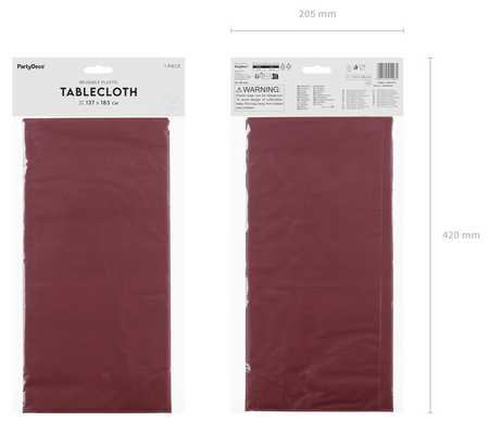 Obrus foliowy ciemny czerwony gładki 137x183 cm PartyDeco