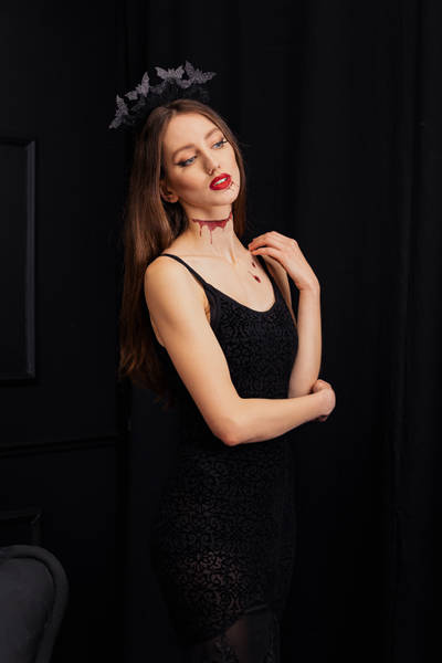 Opaska Nietoperze koronka czarna