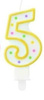 Świeczka urodzinowa "5" kropeczki żółta