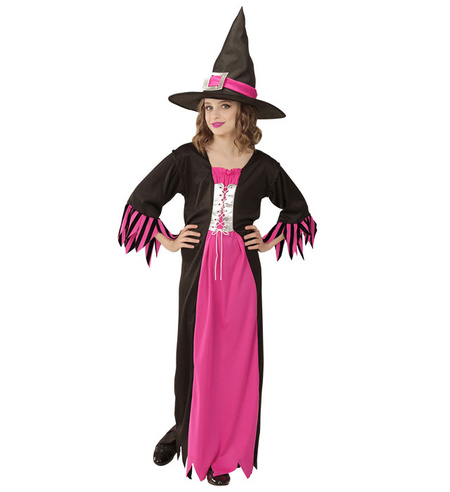 Czarownica Wiedźma różowo czarna, strój dla dzieci