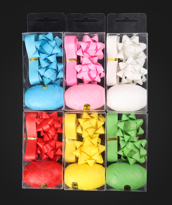 Zestaw do pakowania prezentów (rozetki, wstążka) kolory