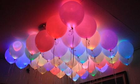 Balony świecące LED zestaw KOLOROWE mix 30 cm 5 szt.